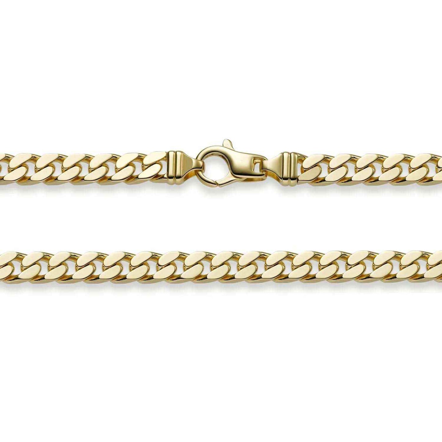 7,0 mm 585 - 14 Karat Gold Halskette Panzerkette 4-seitig diamantiert massiv Gold hochwertige Goldkette - Länge nach Wahl