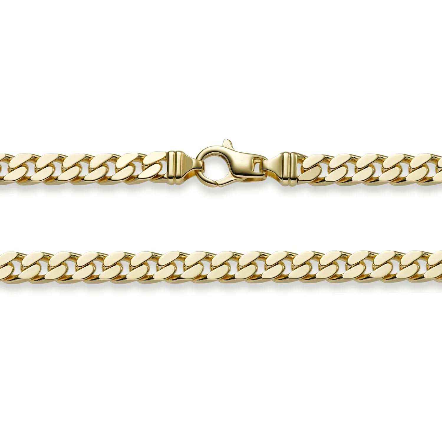 7,0 mm 585 - 14 Karat Gold Halskette Panzerkette 4-seitig diamantiert massiv Gold hochwertige Goldkette - Länge nach Wahl