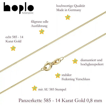 Goldkette Panzerkette Halskette Breite 0,8 mm massiv 585-14 Karat Gold