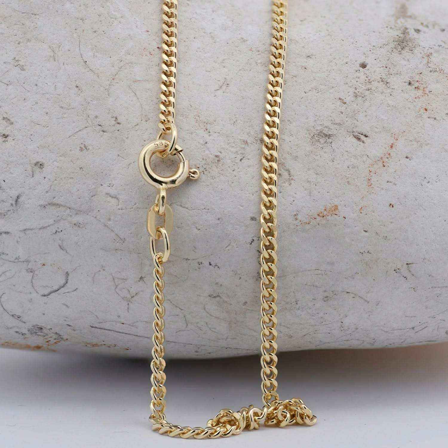 Goldkette Panzerkette Halskette Breite 2,1 mm massiv 585-14 Karat Gold - Firma Holzenplotz - Silberketten-Goldketten.de 