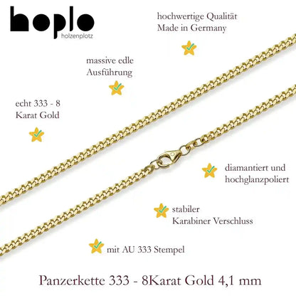Goldkette Panzerkette Halskette Breite 4,1 mm massiv 333 -8 Karat Gold