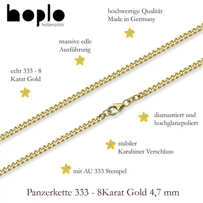 Goldkette Panzerkette Halskette Breite 4,7 mm massiv 333 -8 Karat Gold - Firma Holzenplotz - Silberketten-Goldketten.de 