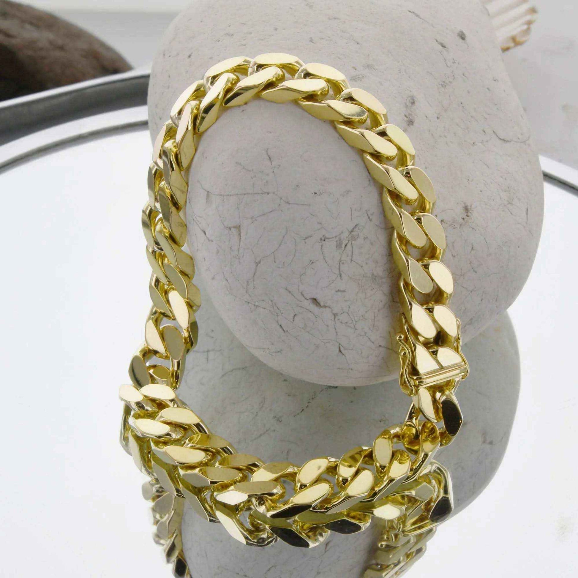 Goldkette Panzerkette Länge 21cm - Breite 10,0mm - 585-14 Karat Gold - Firma Holzenplotz - Silberketten-Goldketten.de 