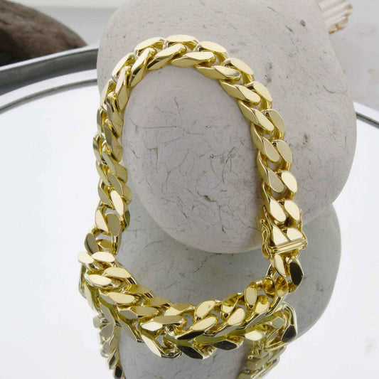 7,0 mm 21 cm 585 - 14 Karat Gold Armkette Panzerkette 4-seitig diamantiert massiv Gold hochwertige Goldkette 35,9 g