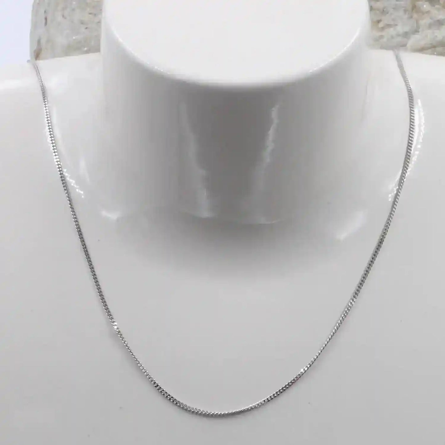 1,1 mm 45 cm 750 - 18 Karat Weißgold Panzerkette massiv Gold hochwertige Goldkette  2,4 g