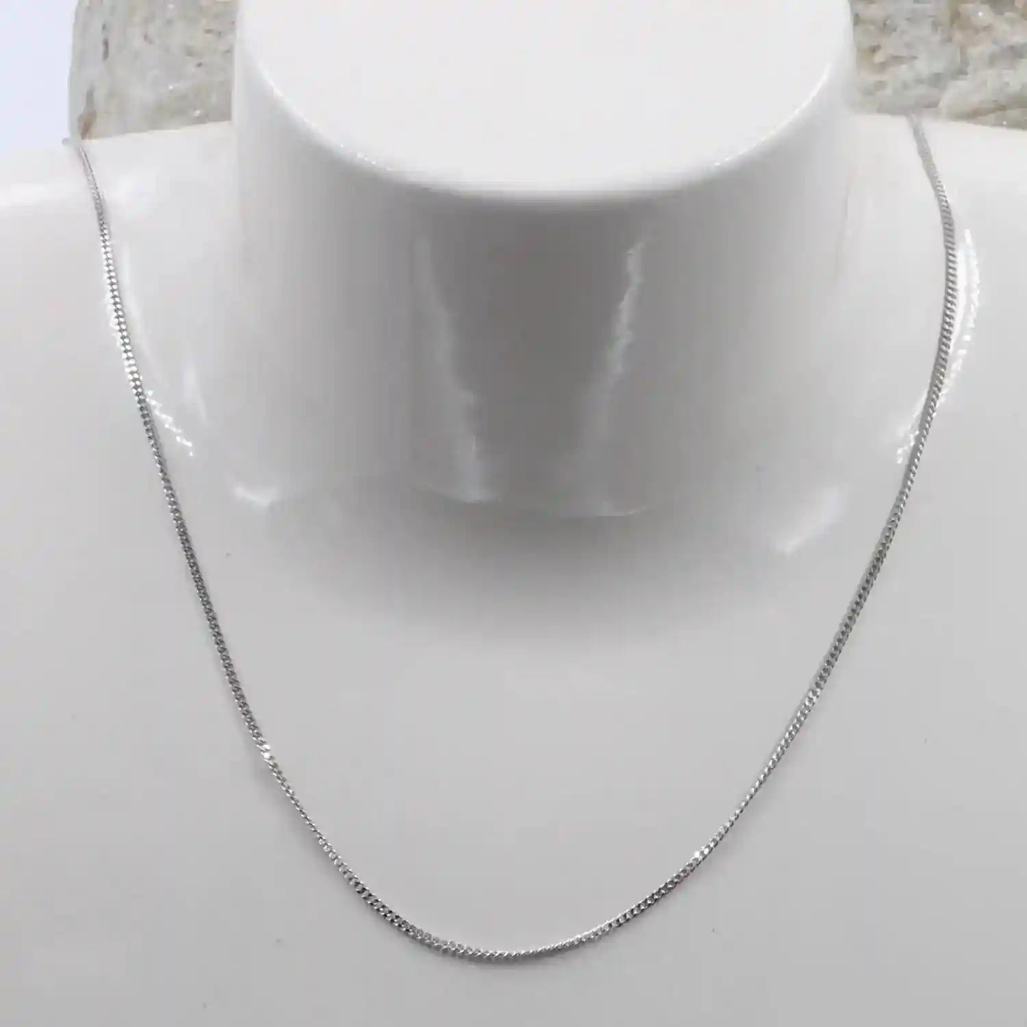 1,1 mm 45 cm 750 - 18 Karat Weißgold Panzerkette massiv Gold hochwertige Goldkette  2,4 g