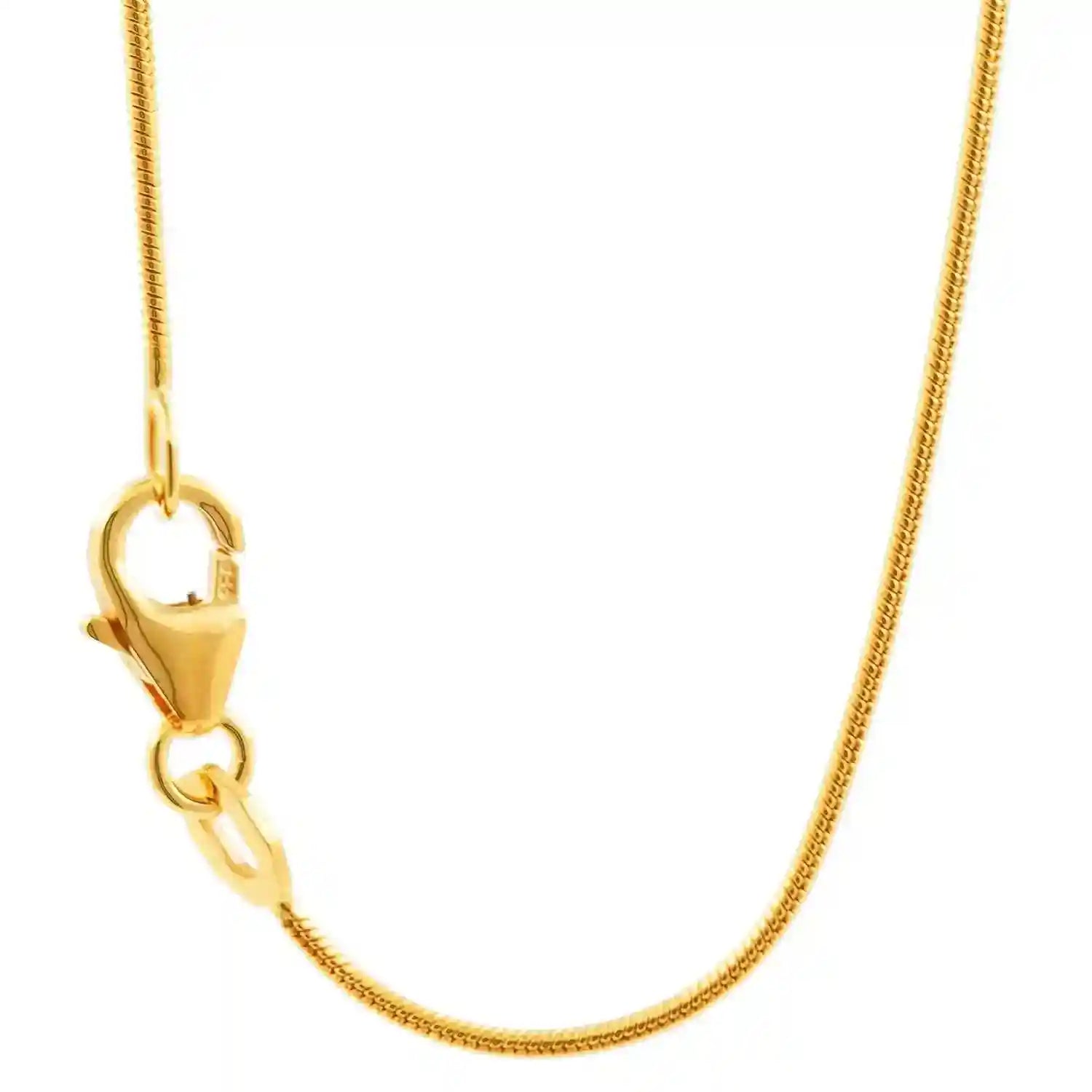 0,9 mm 750 - 18 Karat Gold Halskette Schlangenkette rund massiv Gold hochwertige Goldkette  - Länge nach Wahl