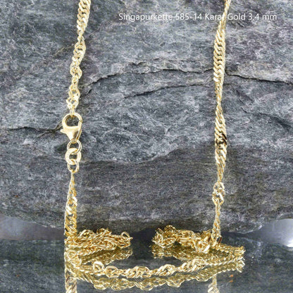 Goldkette Singapurkette Breite 3,4mm - 585-14 Karat Gold