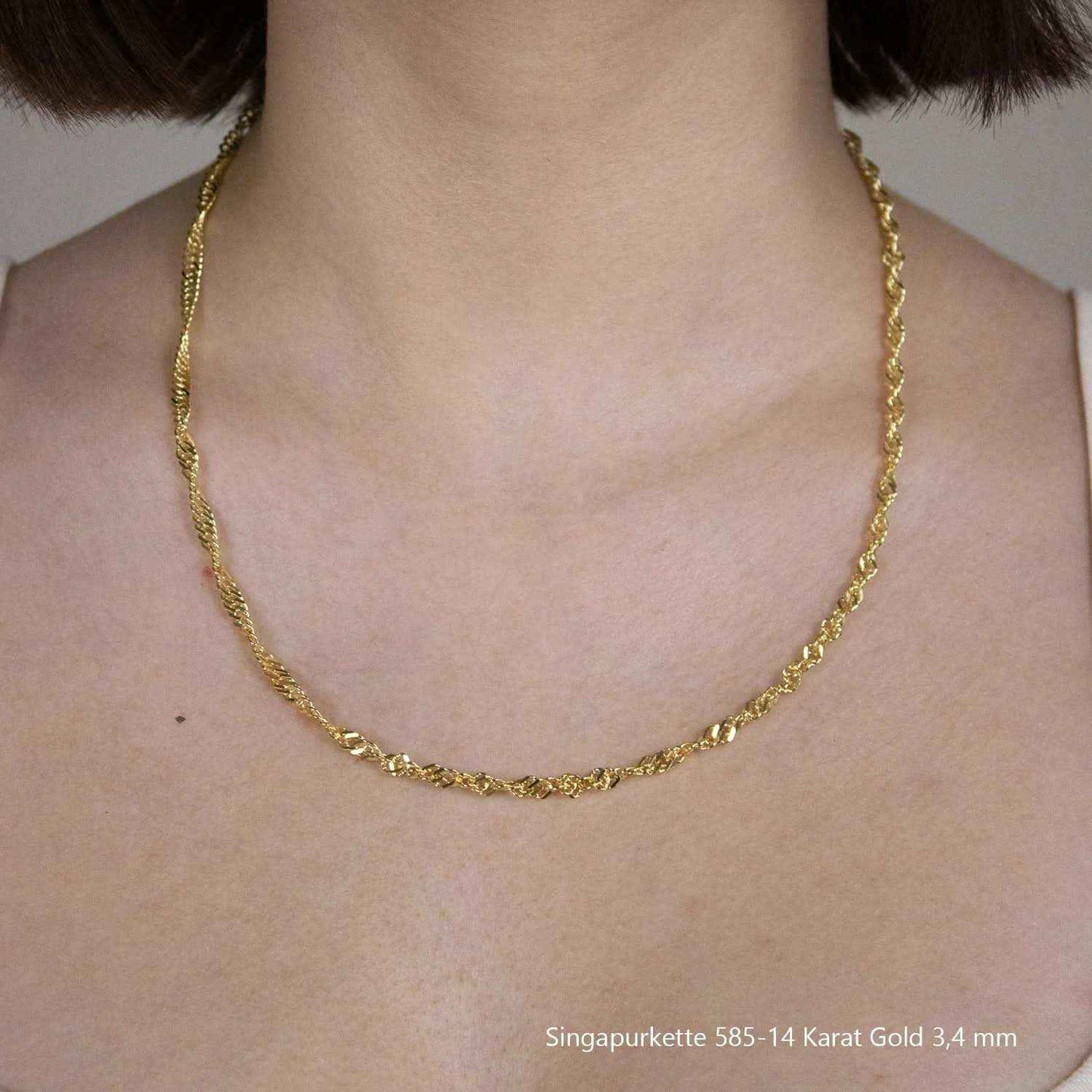 Goldkette Singapurkette Breite 3,4mm - 585-14 Karat Gold