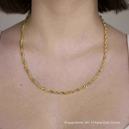 Goldkette Singapurkette Breite 3,4mm - 585-14 Karat Gold