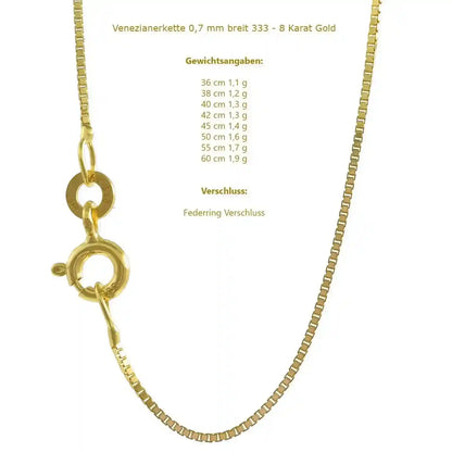 Goldkette Venezianerkette Halskette Breite 0,7 mm - 333-8 Karat Gold