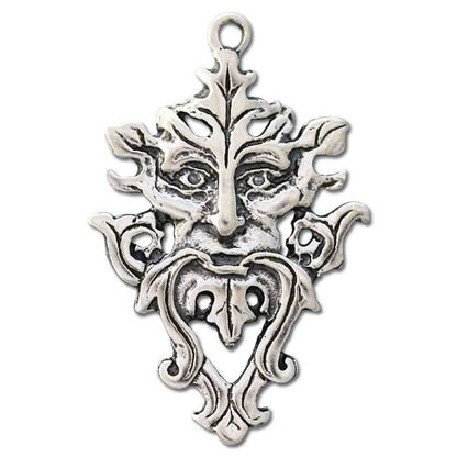 Green Man Schmuck Anhänger versilbert mit Kette Satinbeutel 22 x 35 mm - Firma Holzenplotz - Silberketten - Goldketten.de