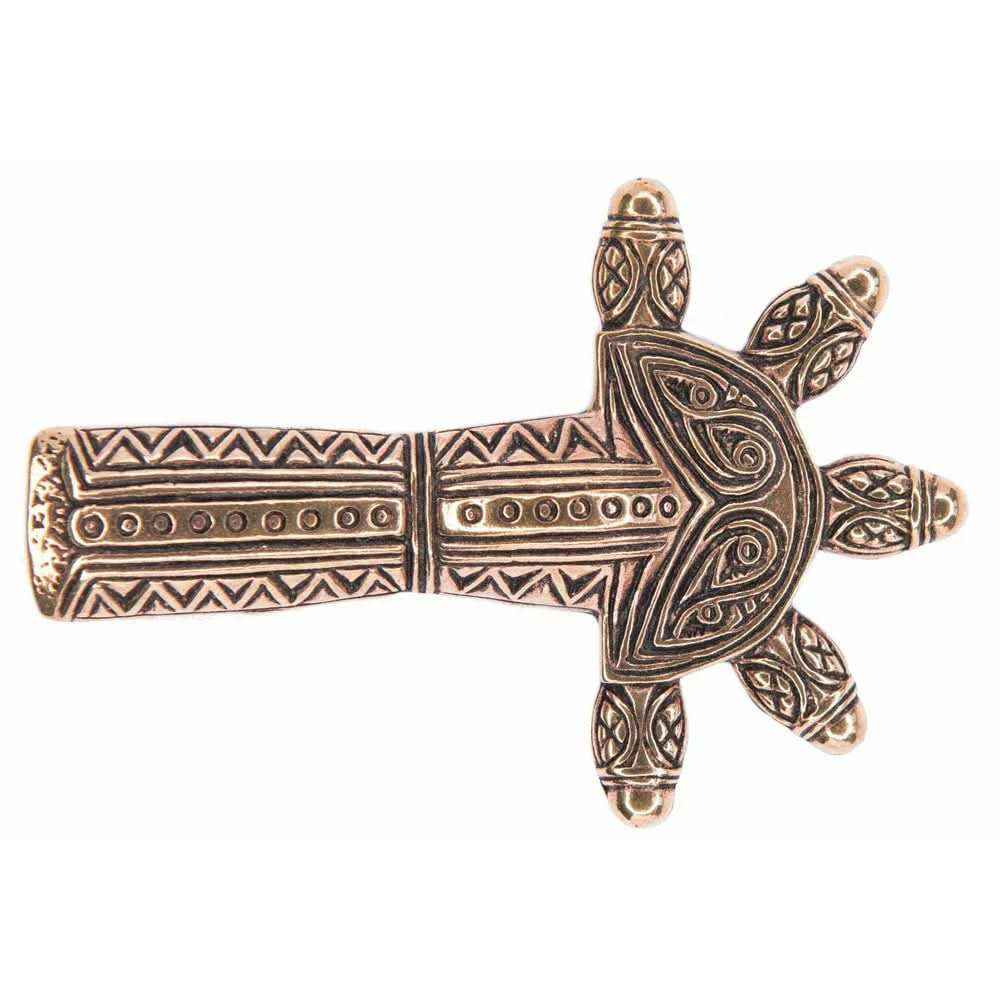 Große Germanen Fibel 8 cm Mittelalter-Schmuck Bronze Brosche - Firma Holzenplotz - Silberketten-Goldketten.de 