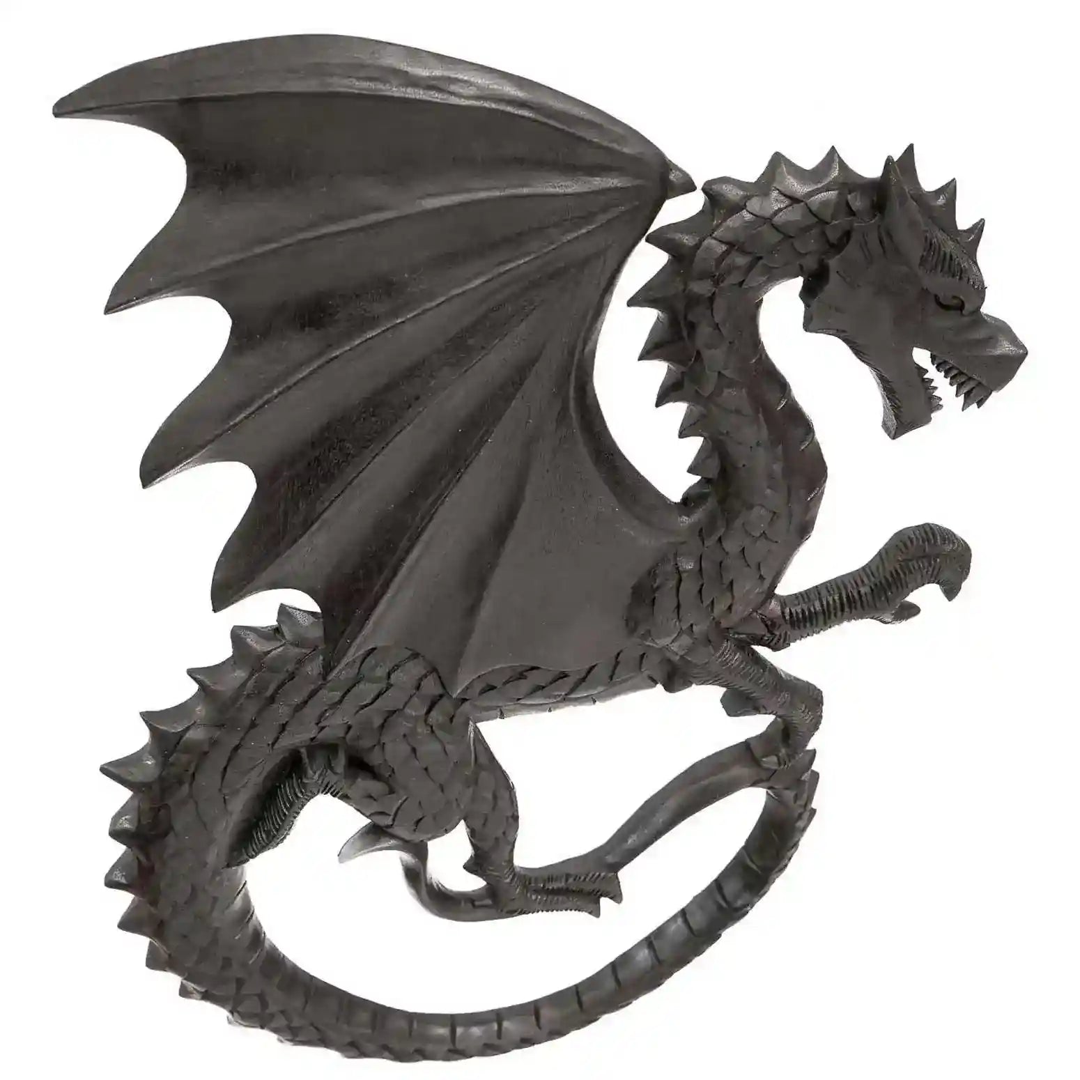 Großer Drache Schwarz Handarbeit Wandbild Holz geschnitztes Ornament W - Firma Holzenplotz - Silberketten-Goldketten.de 