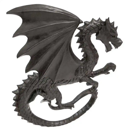 Großer Drache Schwarz Handarbeit Wandbild Holz geschnitztes Ornament W - Firma Holzenplotz - Silberketten-Goldketten.de 