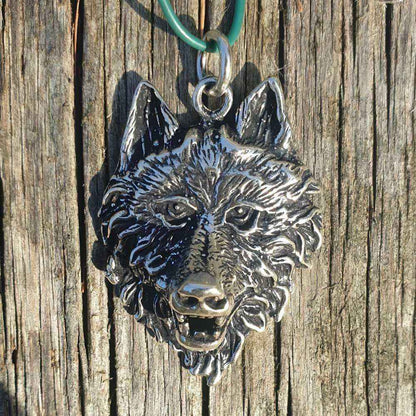 Großer Wolf Schmuck Anhänger Silber Wolfskopf Kettenanhänger Krafttier