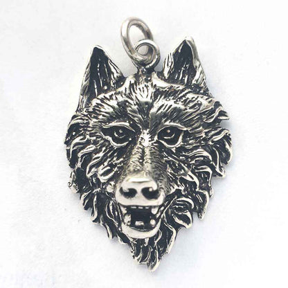 Großer Wolf Schmuck Anhänger Silber Wolfskopf Kettenanhänger Krafttier