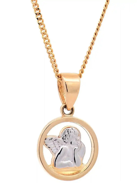 Halskette Anhänger Engel mit 1,1 mm Goldkette 585-14 Karat Gold - Firma Holzenplotz - Silberketten-Goldketten.de 