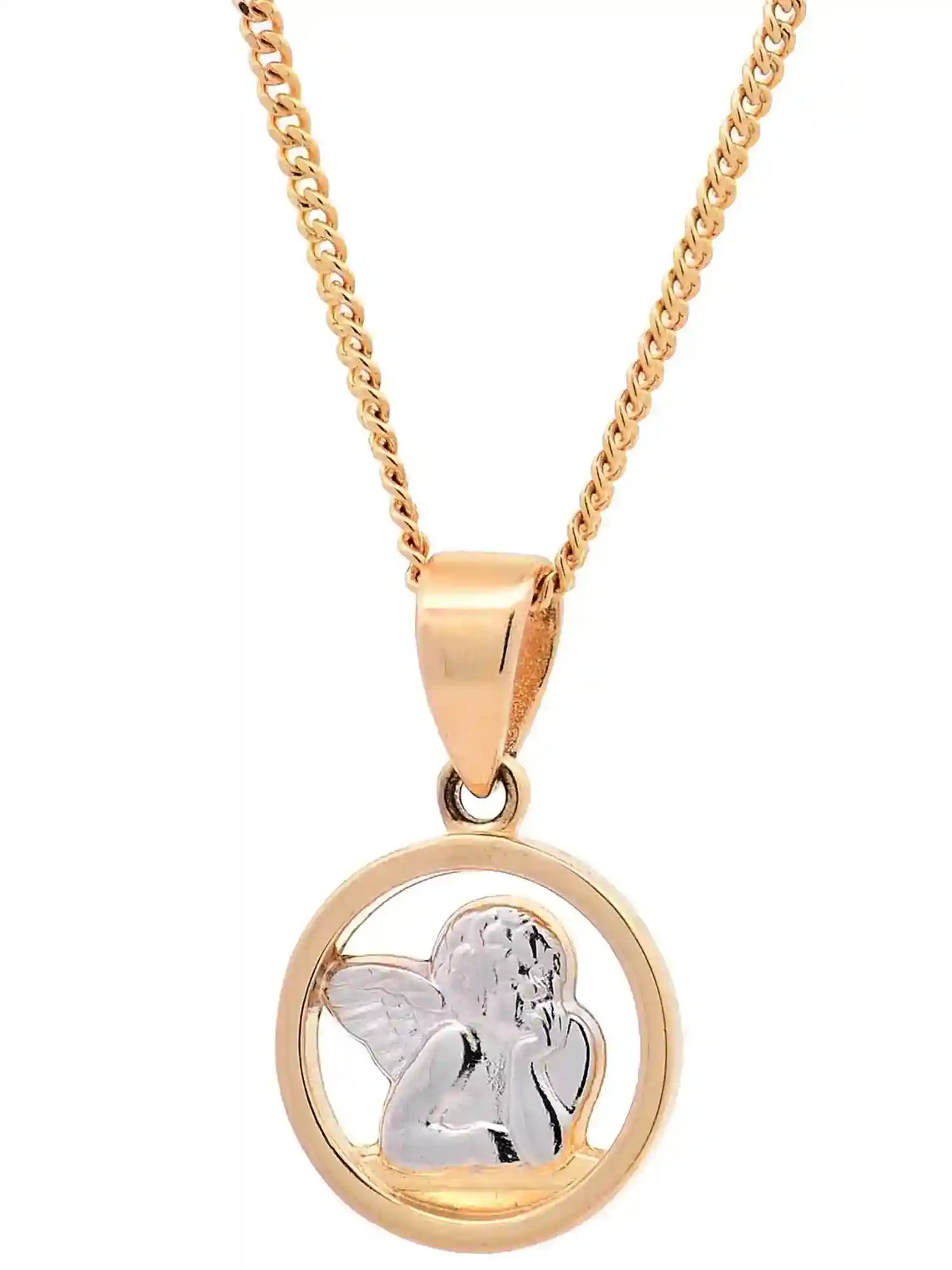 Halskette Anhänger Engel mit 1,1 mm Goldkette 585-14 Karat Gold - Firma Holzenplotz - Silberketten-Goldketten.de 