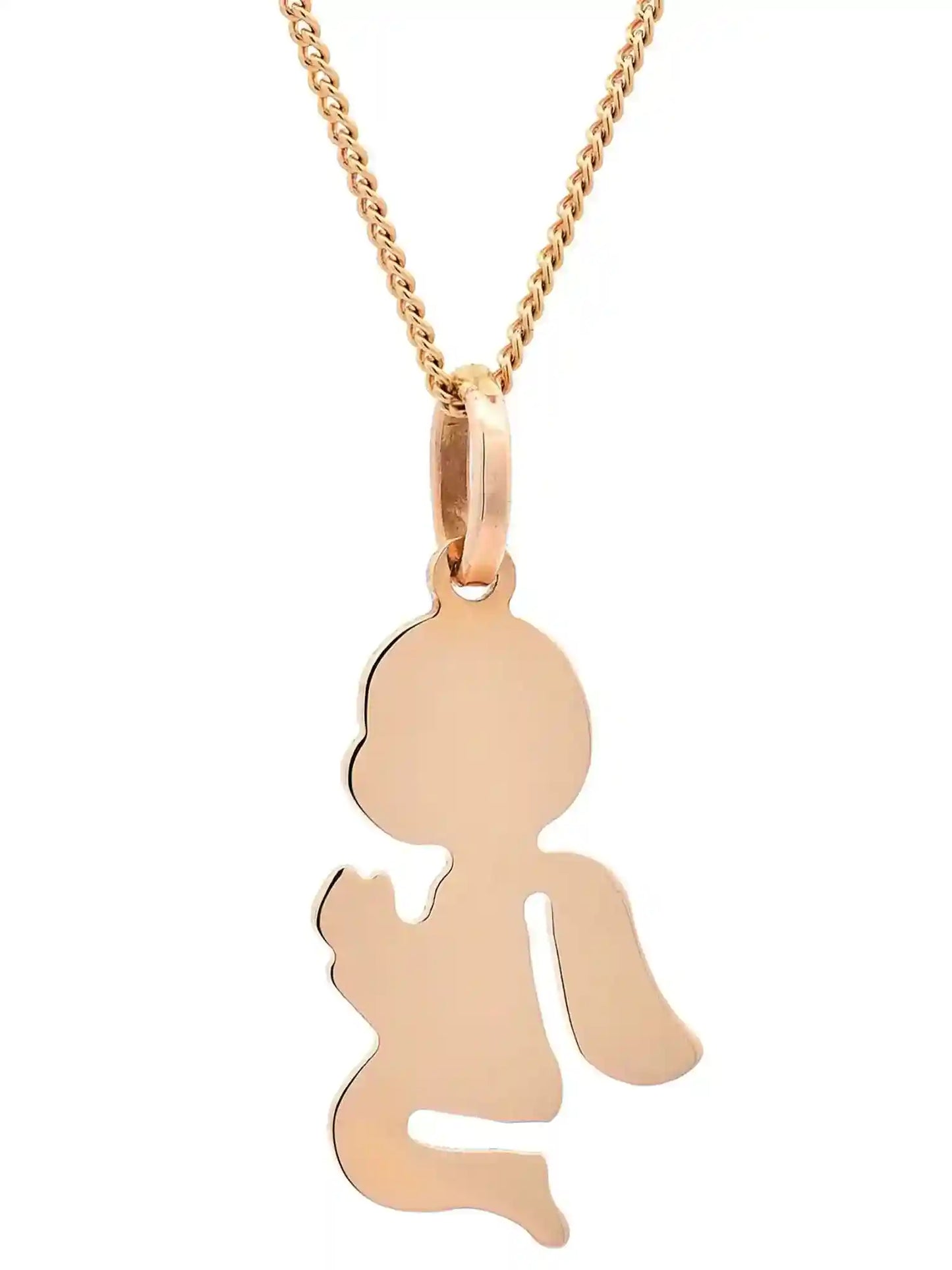 Halskette Anhänger Engelchen mit 1,1 mm Goldkette 585-14 Karat Gold - Firma Holzenplotz - Silberketten-Goldketten.de 