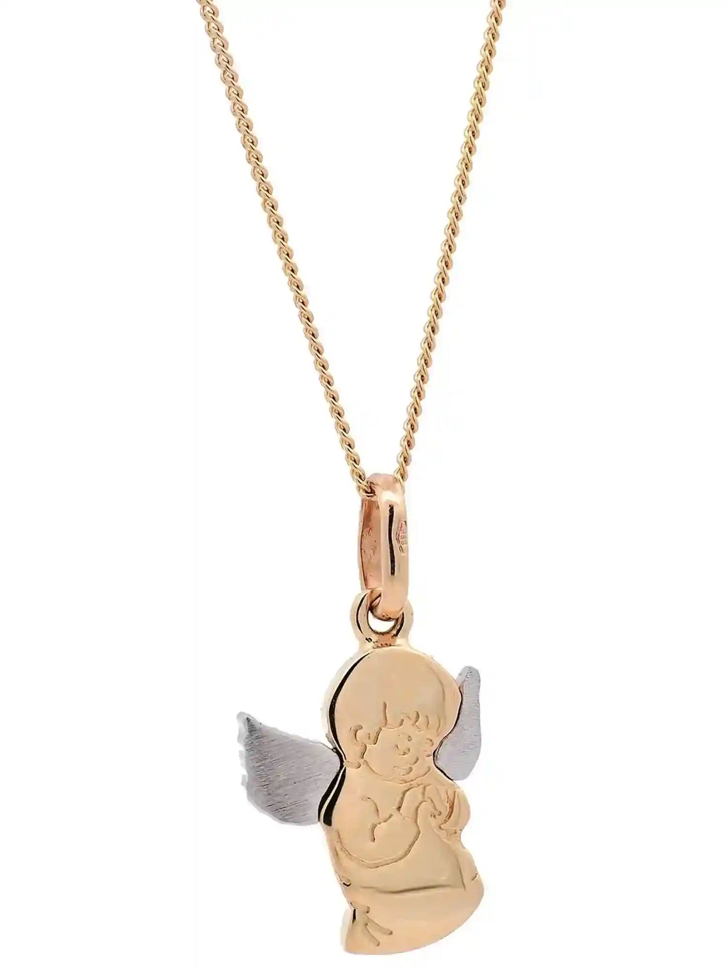 Halskette Anhänger Engelchen mit 1,1 mm Goldkette 585-14 Karat Gold - Firma Holzenplotz - Silberketten-Goldketten.de 