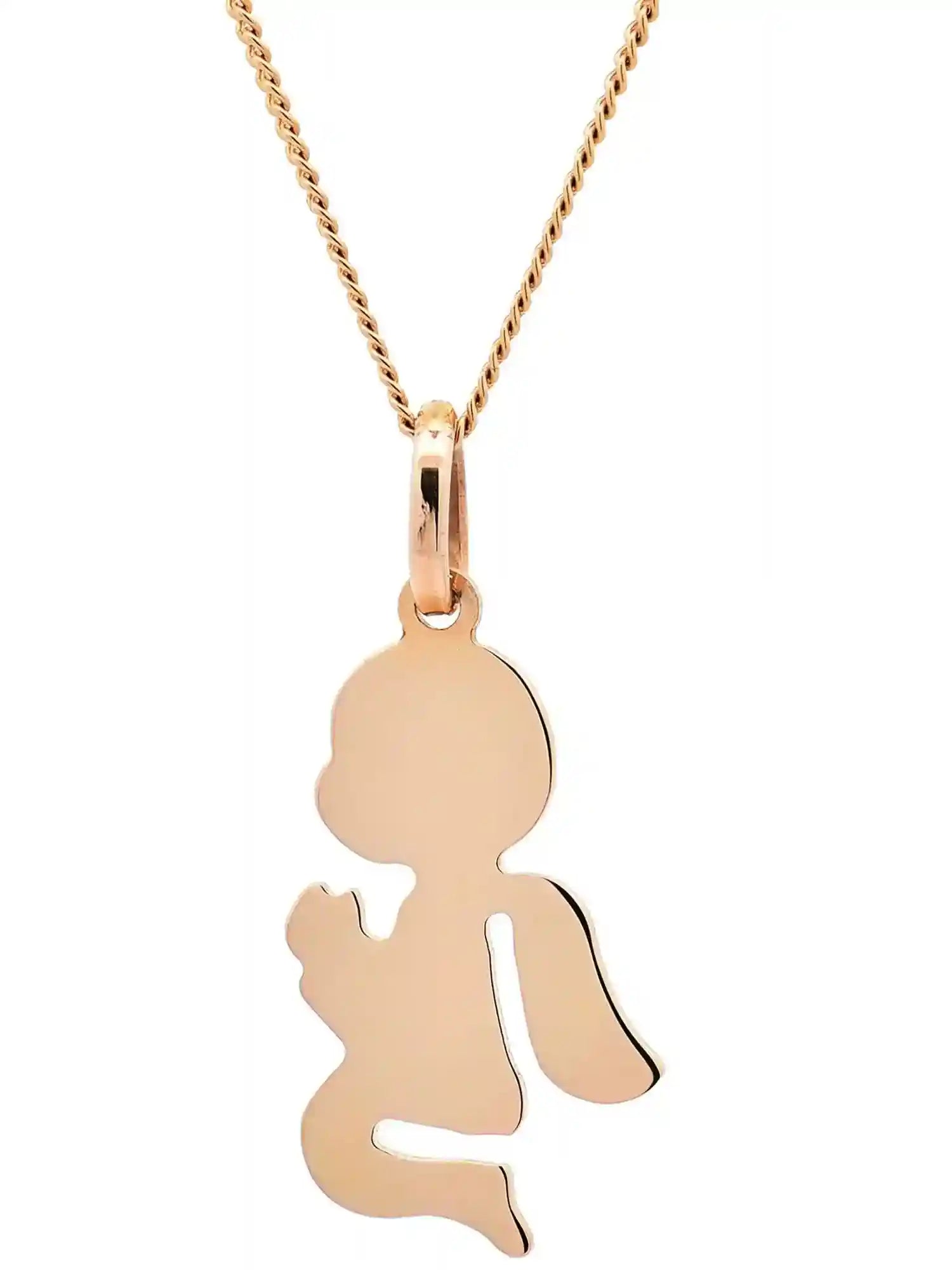 Halskette Anhänger Engelchen mit 1,1 mm Goldkette 585-14 Karat Gold - Firma Holzenplotz - Silberketten-Goldketten.de 