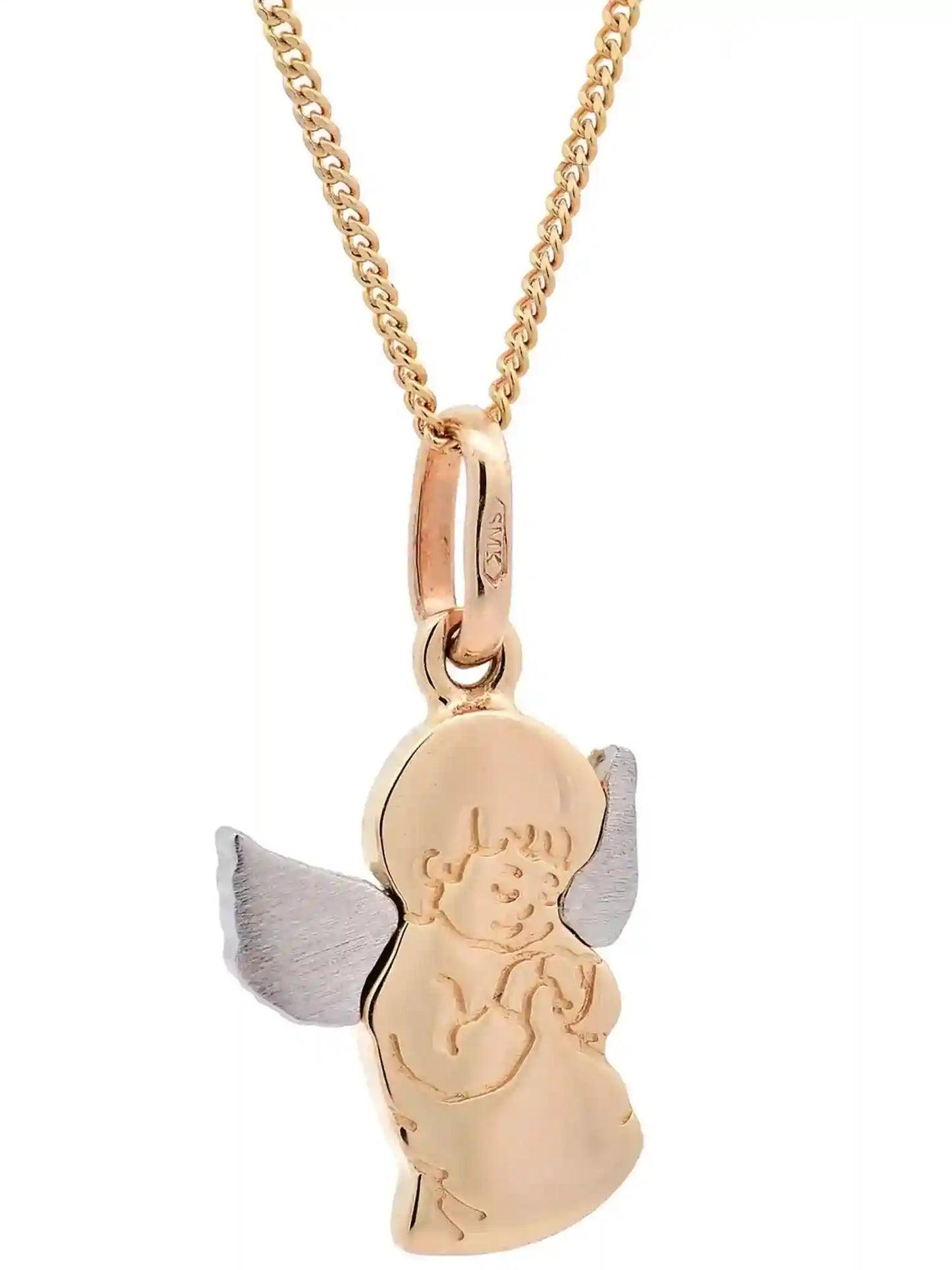 Halskette Anhänger Engelchen mit 1,1 mm Goldkette 585-14 Karat Gold - Firma Holzenplotz - Silberketten-Goldketten.de 