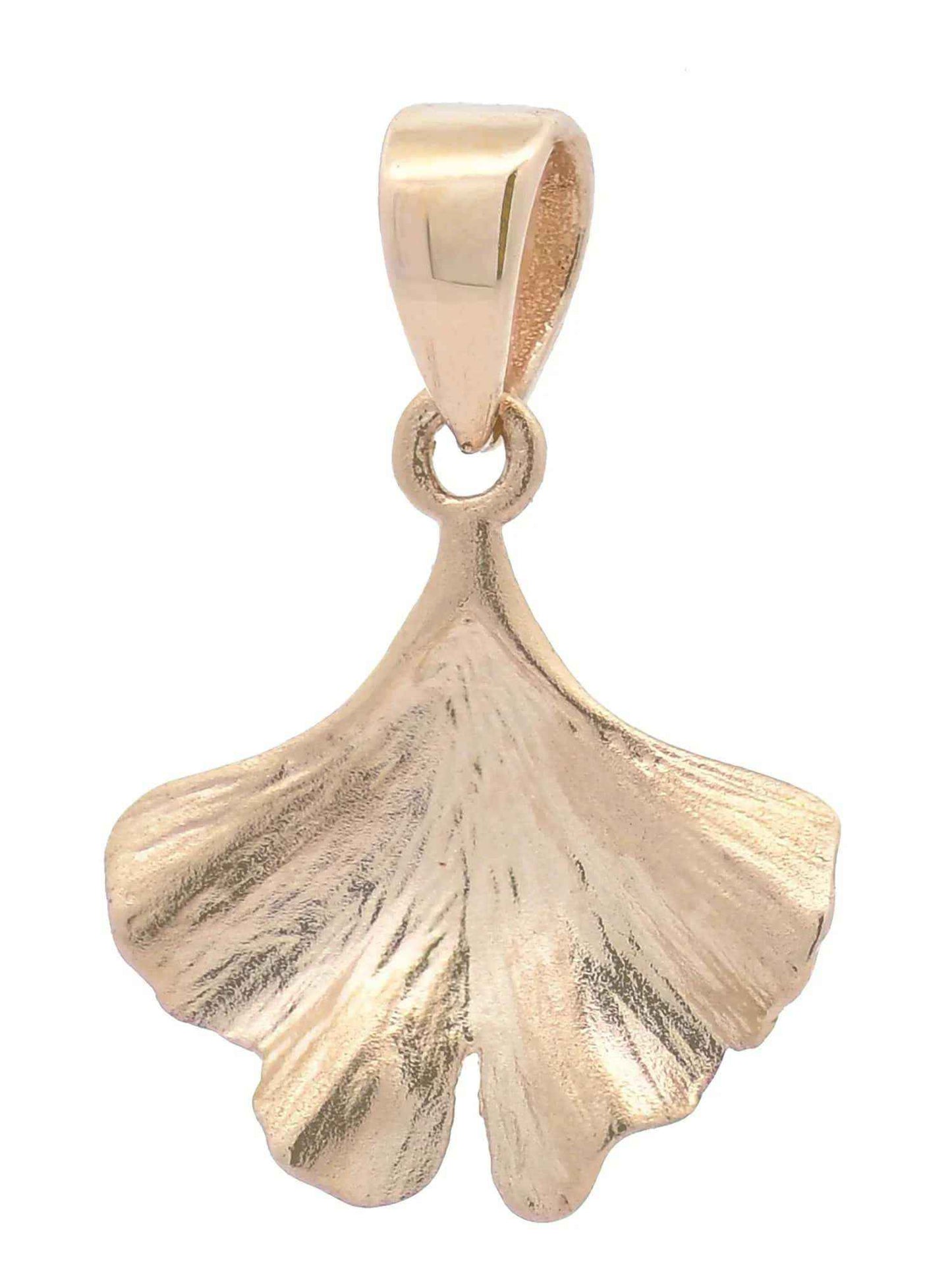 Halskette Anhänger Ginkgoblatt mit 1,1 mm Goldkette 585-14 Karat Gold - Firma Holzenplotz - Silberketten-Goldketten.de 