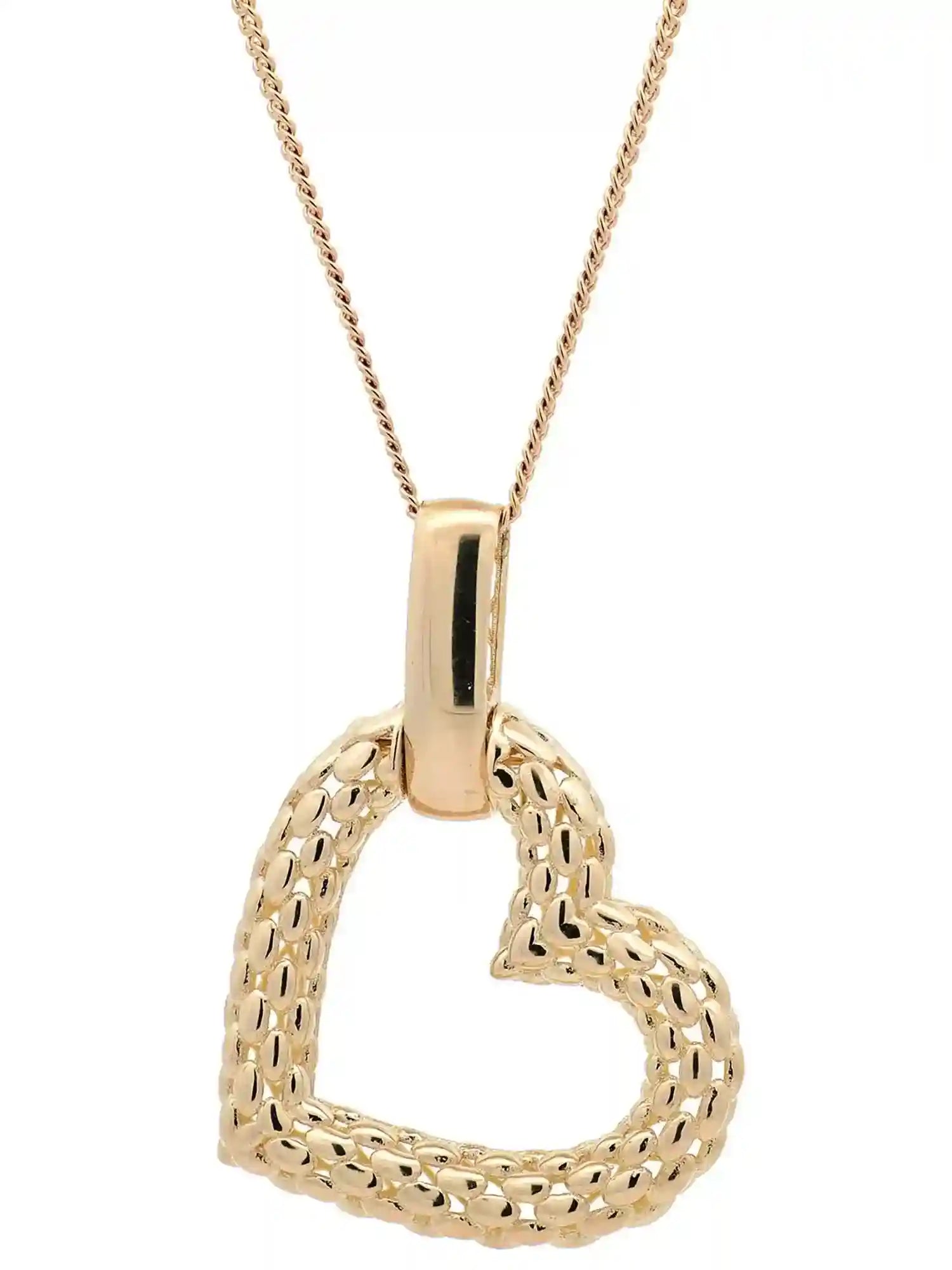 Halskette Anhänger Herz mit 1,1 mm Goldkette 585-14 Karat Gold - Firma Holzenplotz - Silberketten-Goldketten.de 