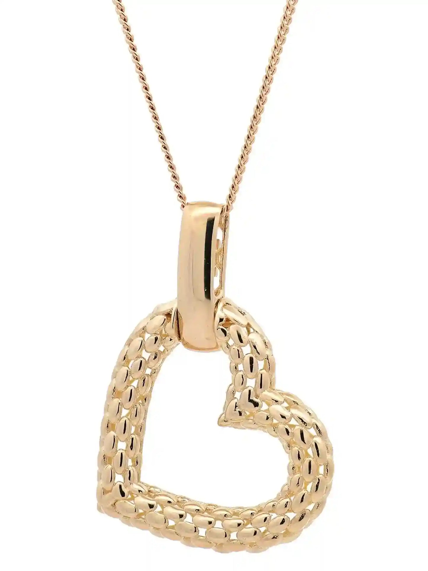 Halskette Anhänger Herz mit 1,1 mm Goldkette 585-14 Karat Gold - Firma Holzenplotz - Silberketten-Goldketten.de 