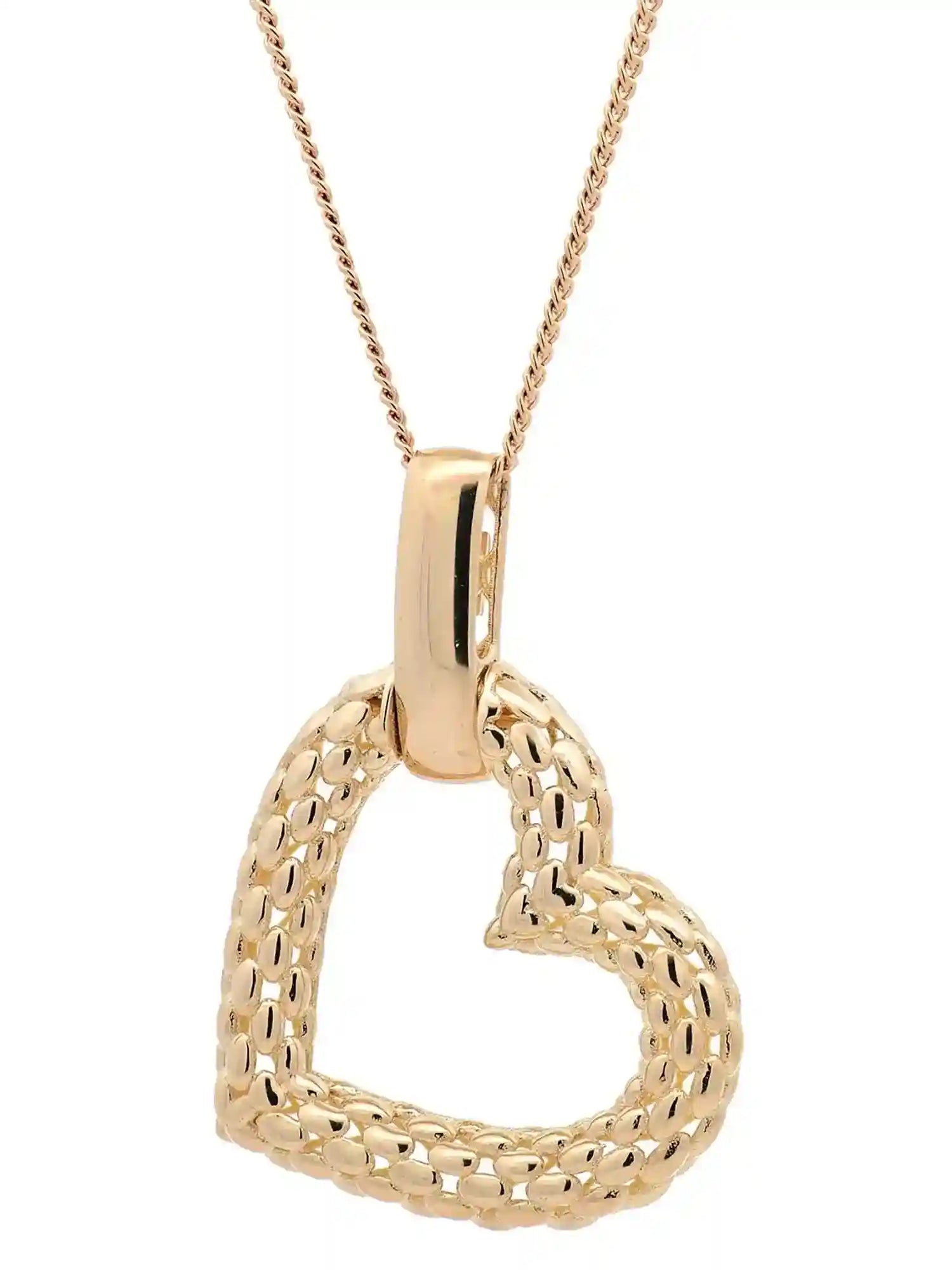 Halskette Anhänger Herz mit 1,1 mm Goldkette 585-14 Karat Gold - Firma Holzenplotz - Silberketten-Goldketten.de 