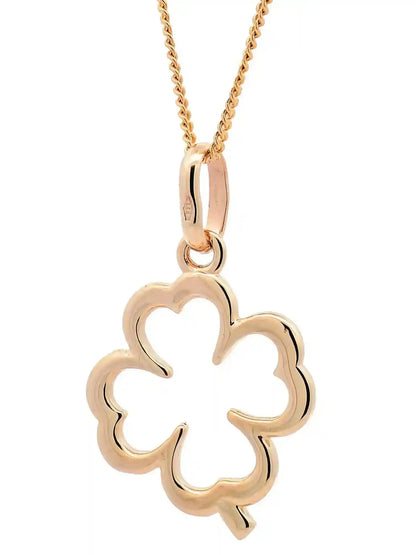 Halskette Anhänger Kleeblatt mit 1,1 mm Goldkette 585-14 Karat Gold - Firma Holzenplotz - Silberketten-Goldketten.de 