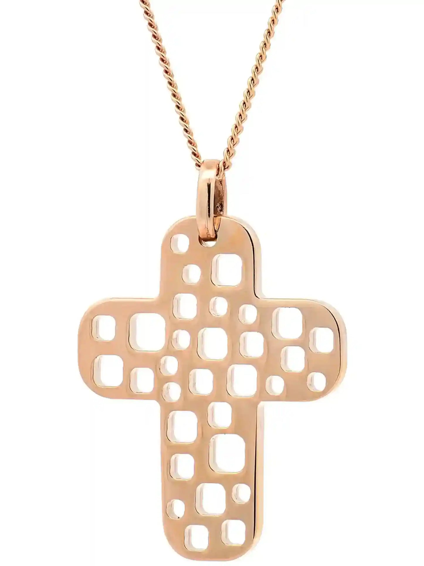Halskette Anhänger Kreuz mit 1,1 mm Goldkette 585-14 Karat Gold - Firma Holzenplotz - Silberketten-Goldketten.de 