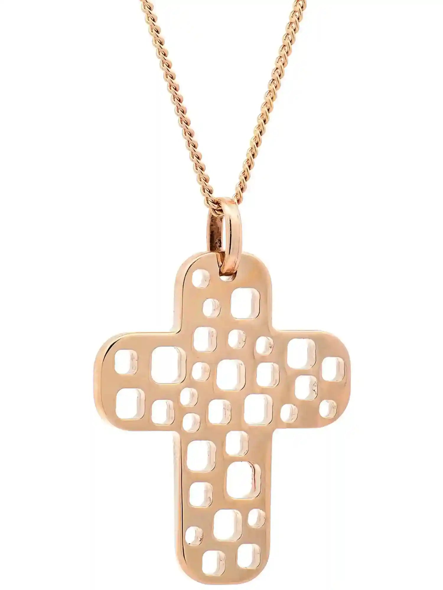 Halskette Anhänger Kreuz mit 1,1 mm Goldkette 585-14 Karat Gold - Firma Holzenplotz - Silberketten-Goldketten.de 