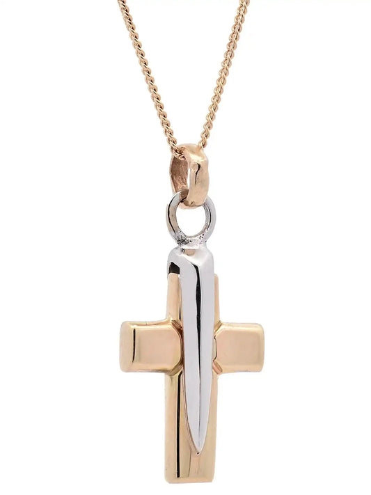 Halskette Anhänger Kreuz mit 1,1 mm Goldkette 585-14 Karat Gold