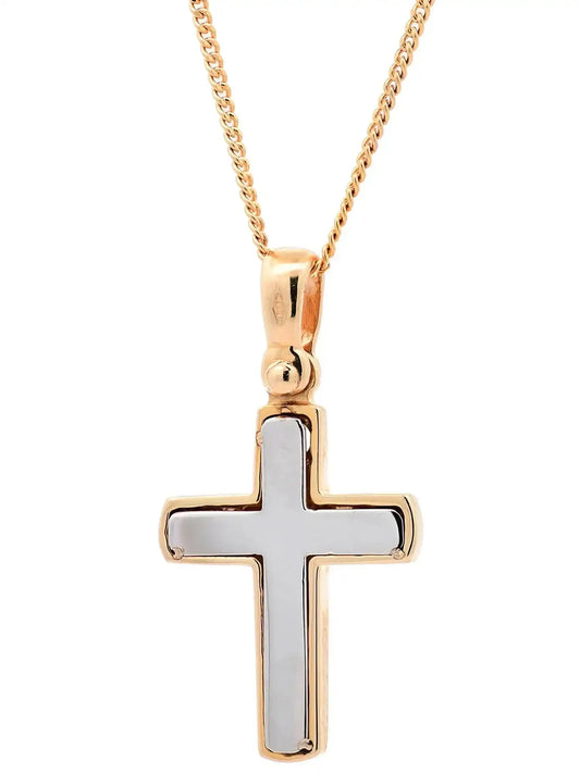 Halskette Anhänger Kreuz mit 1,1 mm Goldkette 585-14 Karat Gold