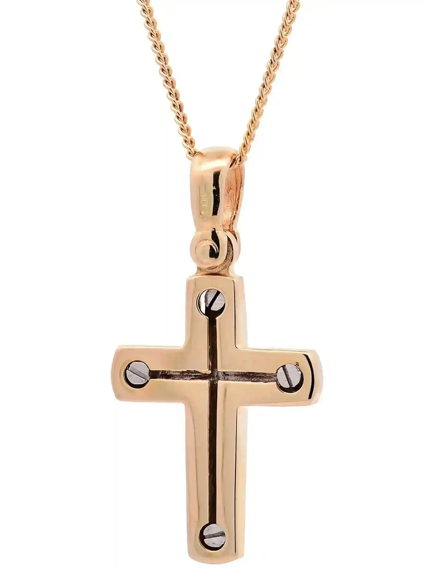 Halskette Anhänger Kreuz mit 1,1 mm Goldkette 585-14 Karat Gold - Firma Holzenplotz - Silberketten-Goldketten.de 