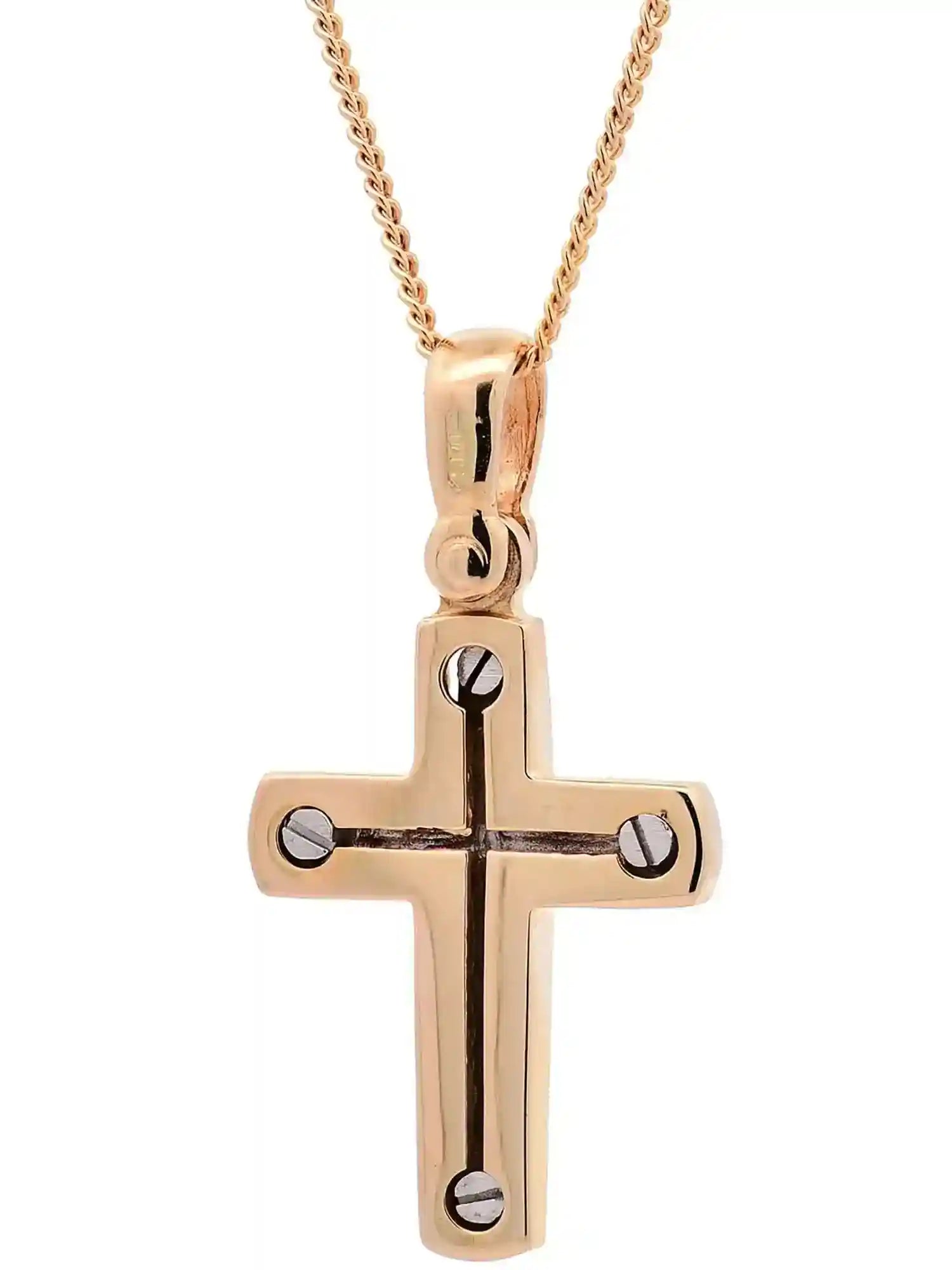 Halskette Anhänger Kreuz mit 1,1 mm Goldkette 585-14 Karat Gold - Firma Holzenplotz - Silberketten-Goldketten.de 