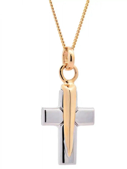 Halskette Anhänger Kreuz mit 1,1 mm Goldkette 585-14 Karat Gold