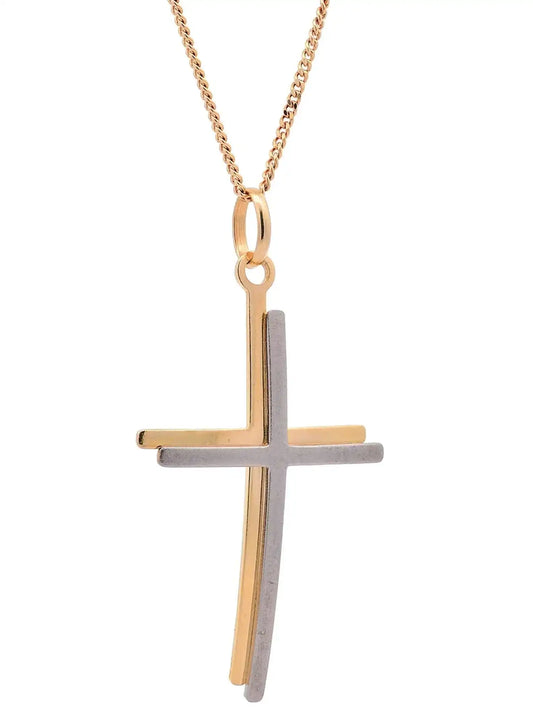 Halskette Anhänger Kreuz mit 1,1 mm Goldkette 585-14 Karat Gold