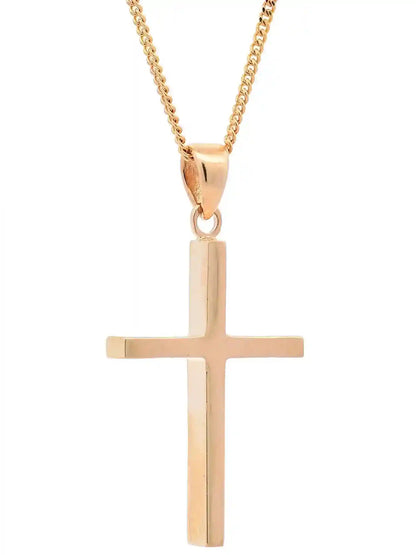 Halskette Anhänger Kreuz mit 1,1 mm Goldkette 585-14 Karat Gold
