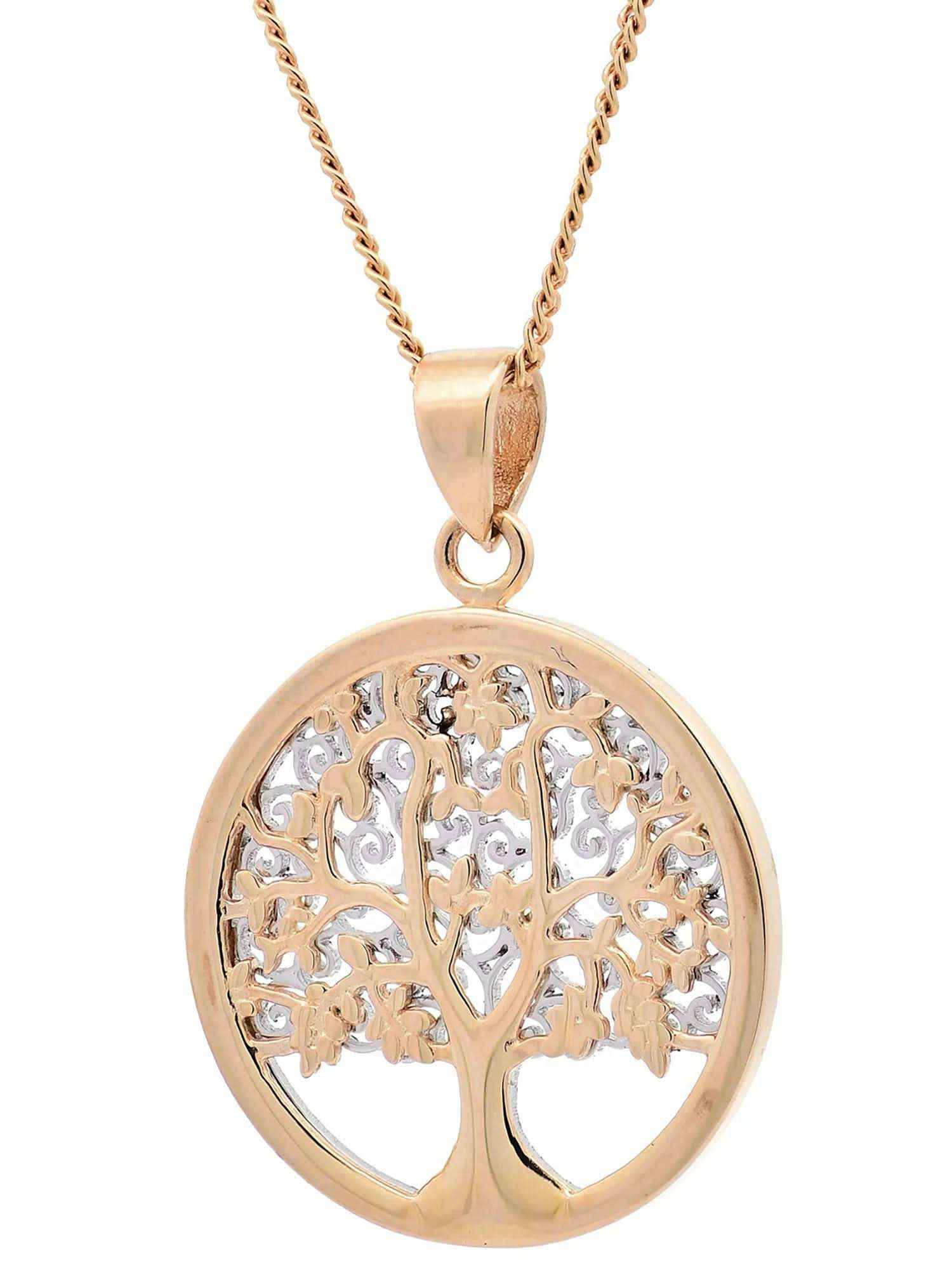 Halskette Anhänger Lebensbaum mit 1,1 mm Goldkette 585-14 Karat Gold - Firma Holzenplotz - Silberketten-Goldketten.de 