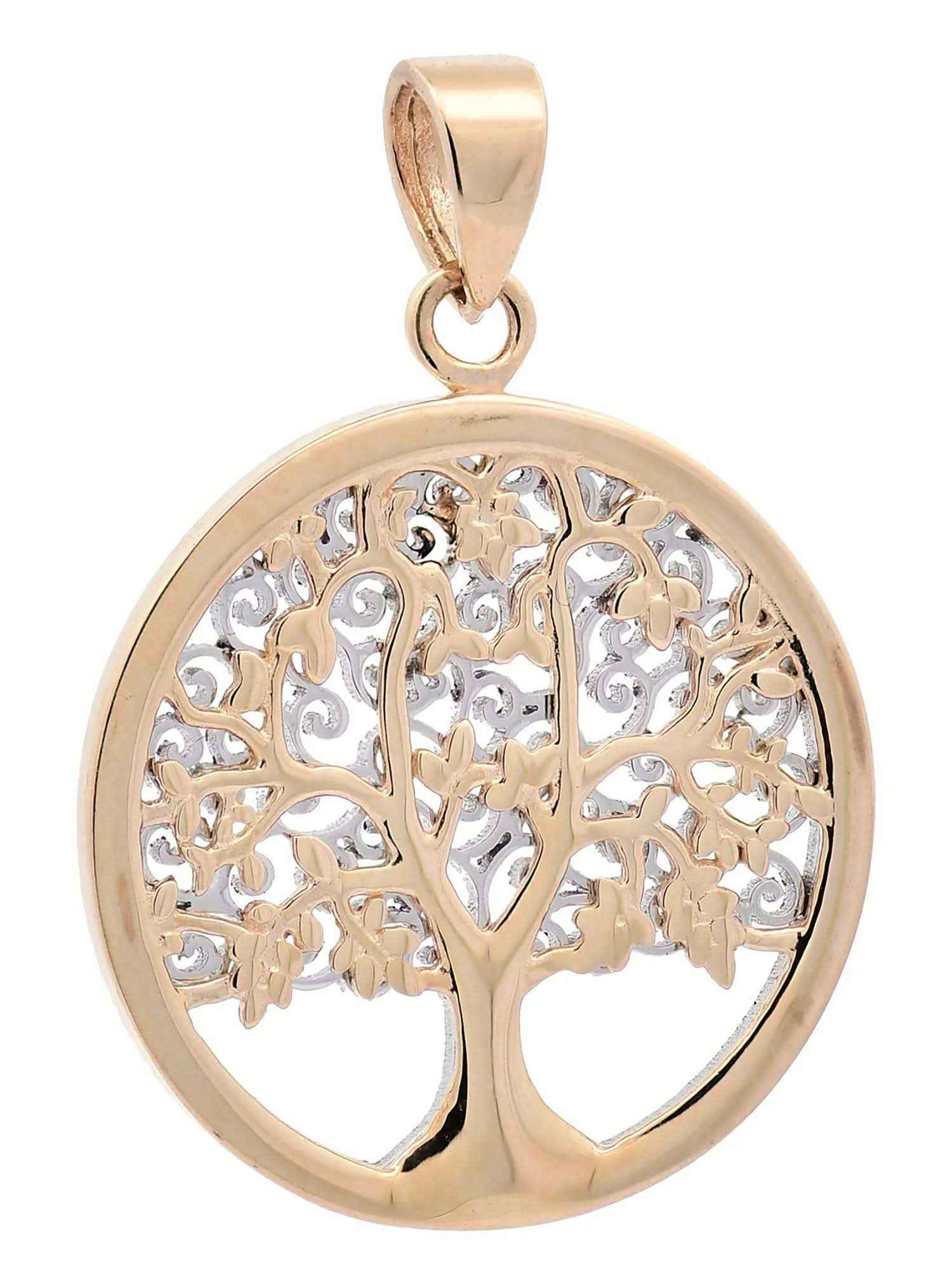 Halskette Anhänger Lebensbaum mit 1,1 mm Goldkette 585-14 Karat Gold - Firma Holzenplotz - Silberketten-Goldketten.de 