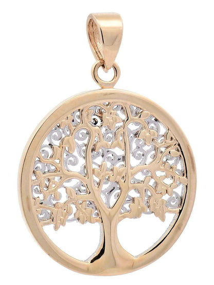 Halskette Anhänger Lebensbaum mit 1,1 mm Goldkette 585-14 Karat Gold - Firma Holzenplotz - Silberketten-Goldketten.de 