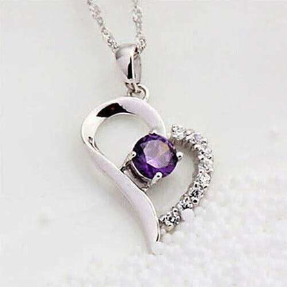 Herz Anhänger violetter Zirkonia Crystal mit Singapurkette 925 Silber