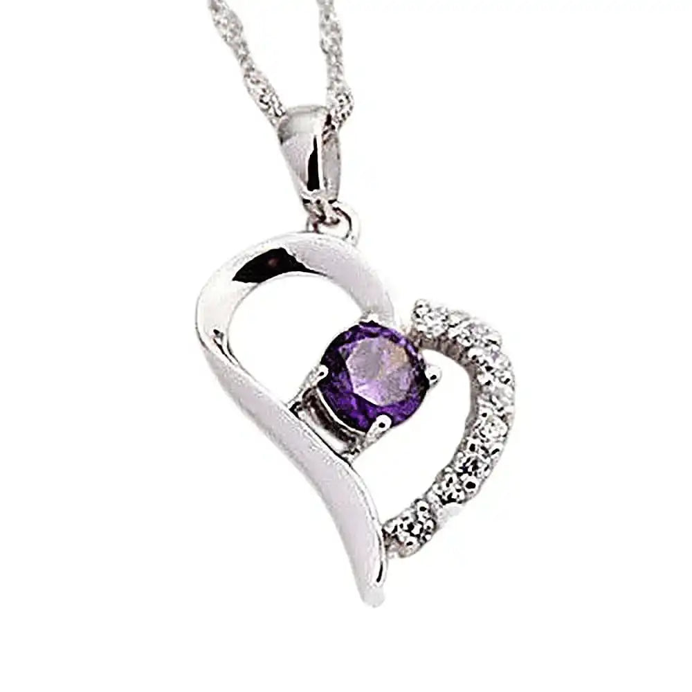 Herz Anhänger violetter Zirkonia Crystal mit Singapurkette 925 Silber - Firma Holzenplotz - Silberketten - Goldketten.de