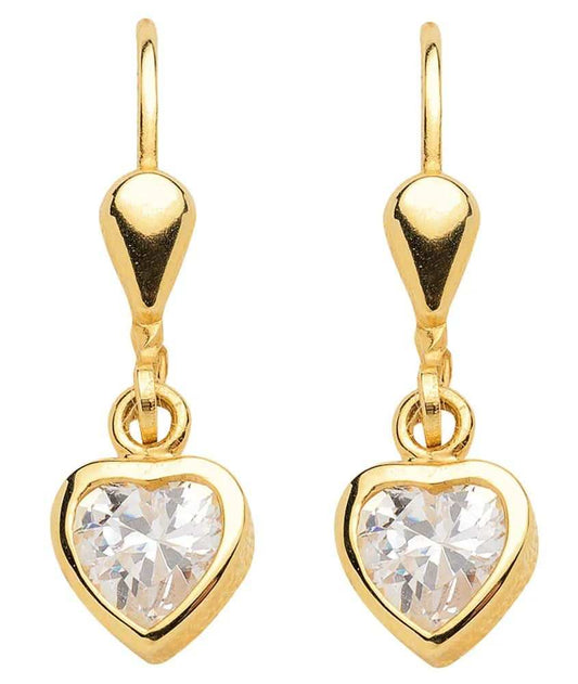 Herz OhrhängerOhrringe mit Brisur Zargenfassung Zirkonia 333 Gelbgold - Firma Holzenplotz - Silberketten - Goldketten.de
