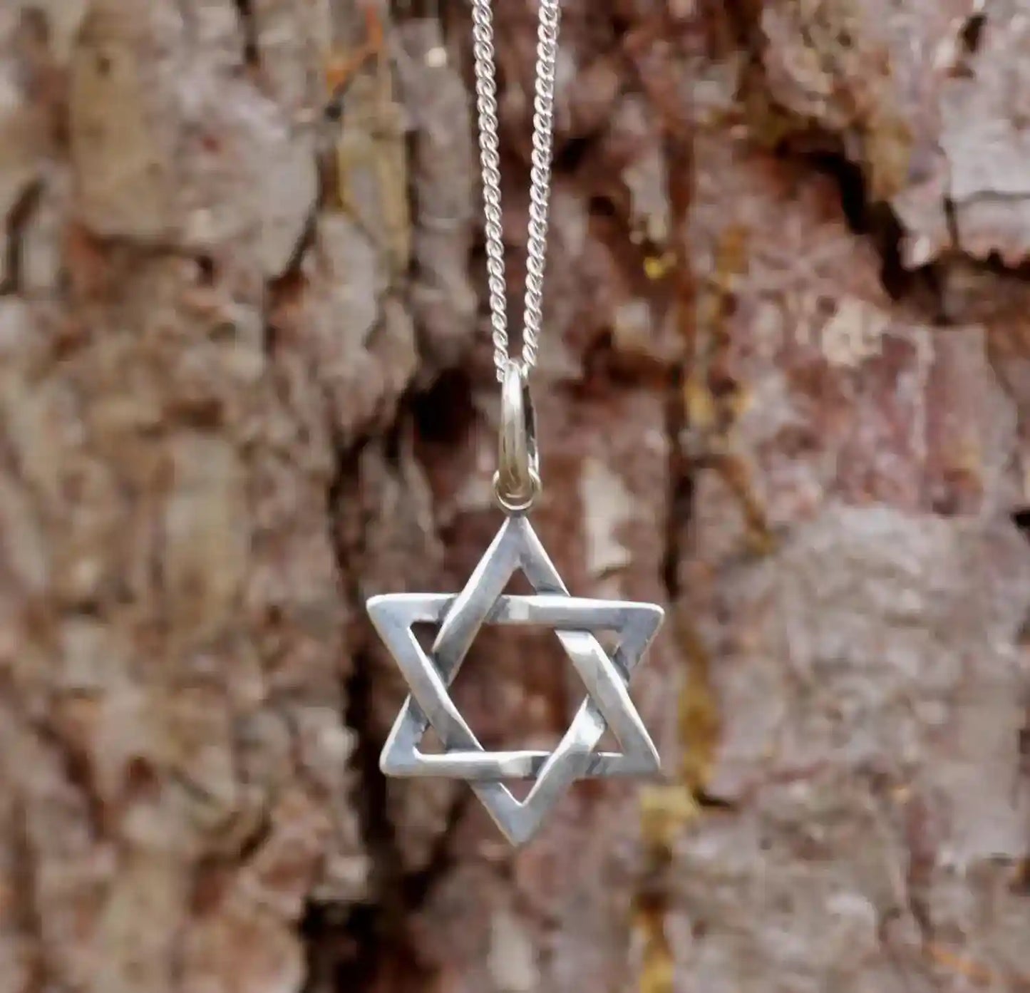 Hexagramm Davidstern mit schöner 1,6 mm Panzerkette Anhänger 925 Silbe