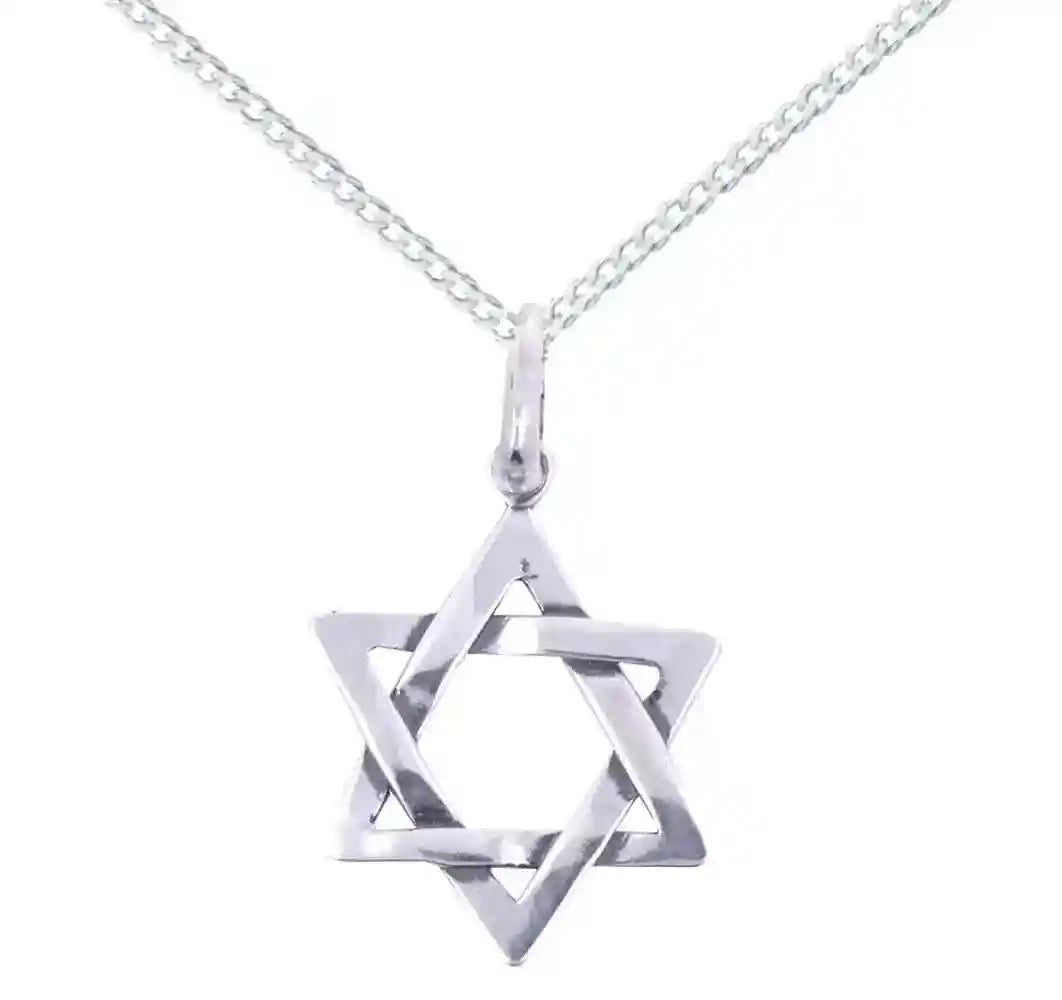 Hexagramm Davidstern mit schöner 1,6 mm Panzerkette Anhänger 925 Silbe