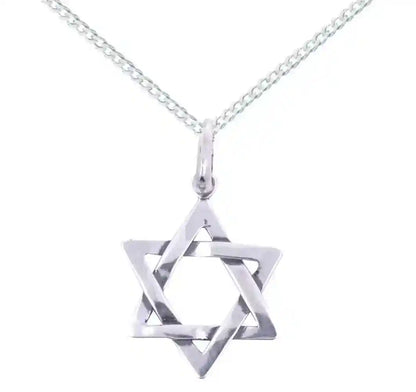 Hexagramm Davidstern mit schöner 1,6 mm Panzerkette Anhänger 925 Silbe